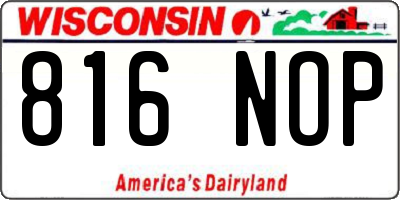 WI license plate 816NOP