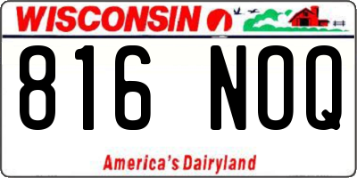 WI license plate 816NOQ