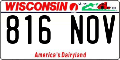 WI license plate 816NOV