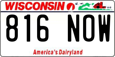 WI license plate 816NOW