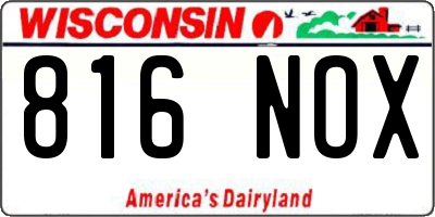WI license plate 816NOX
