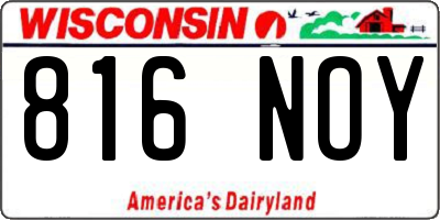 WI license plate 816NOY