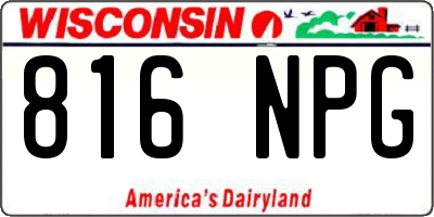 WI license plate 816NPG