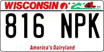 WI license plate 816NPK