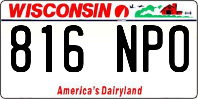 WI license plate 816NPO