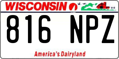WI license plate 816NPZ