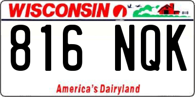 WI license plate 816NQK