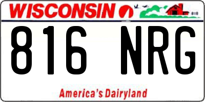 WI license plate 816NRG