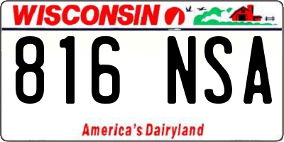 WI license plate 816NSA