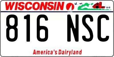 WI license plate 816NSC
