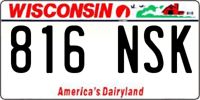 WI license plate 816NSK