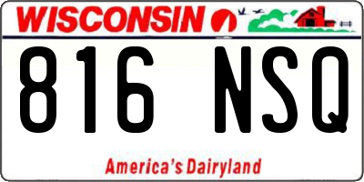 WI license plate 816NSQ