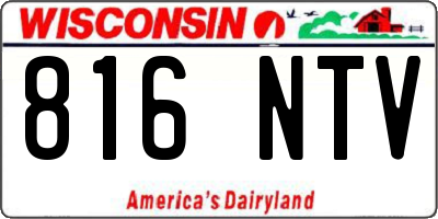 WI license plate 816NTV