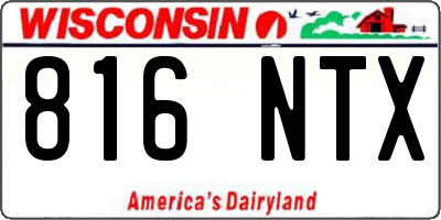 WI license plate 816NTX