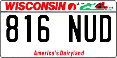 WI license plate 816NUD