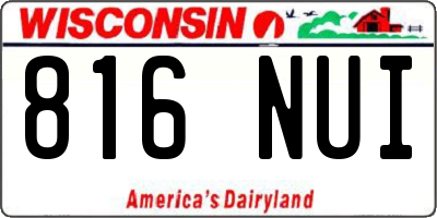 WI license plate 816NUI