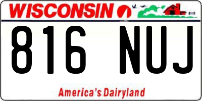 WI license plate 816NUJ