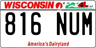 WI license plate 816NUM