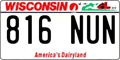 WI license plate 816NUN