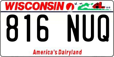 WI license plate 816NUQ