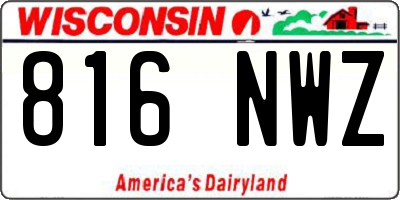 WI license plate 816NWZ