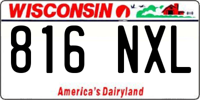 WI license plate 816NXL