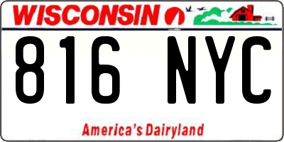 WI license plate 816NYC