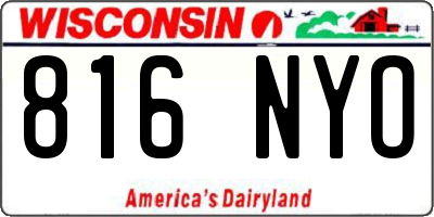 WI license plate 816NYO
