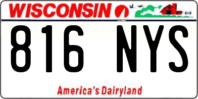 WI license plate 816NYS