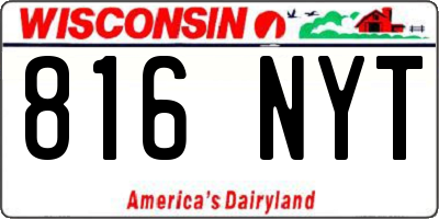 WI license plate 816NYT