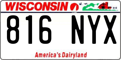 WI license plate 816NYX
