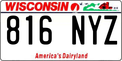 WI license plate 816NYZ