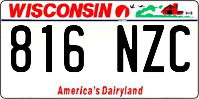 WI license plate 816NZC