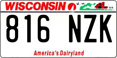 WI license plate 816NZK