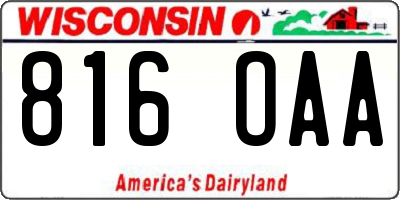 WI license plate 816OAA