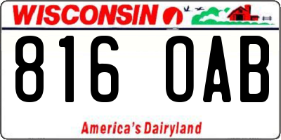 WI license plate 816OAB