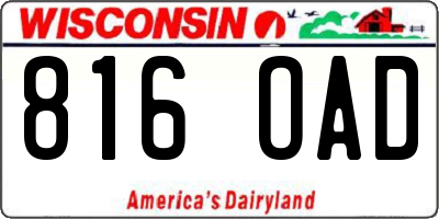 WI license plate 816OAD