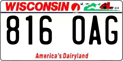 WI license plate 816OAG
