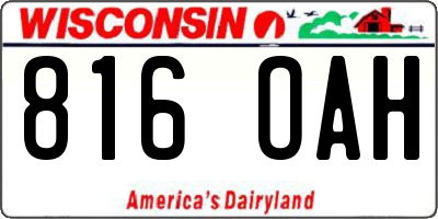 WI license plate 816OAH