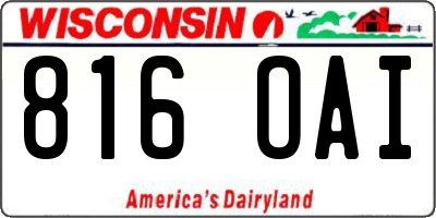 WI license plate 816OAI