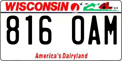 WI license plate 816OAM