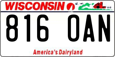 WI license plate 816OAN