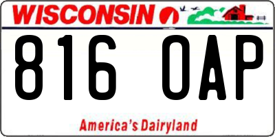 WI license plate 816OAP
