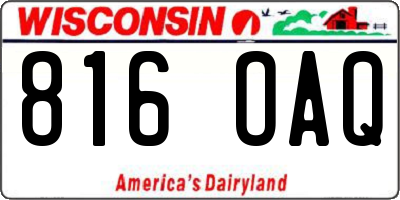 WI license plate 816OAQ