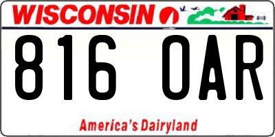 WI license plate 816OAR