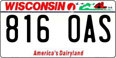 WI license plate 816OAS