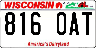 WI license plate 816OAT