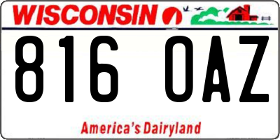 WI license plate 816OAZ