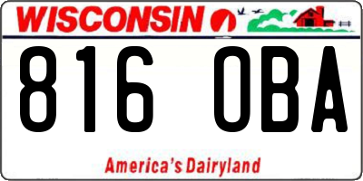 WI license plate 816OBA