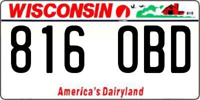 WI license plate 816OBD